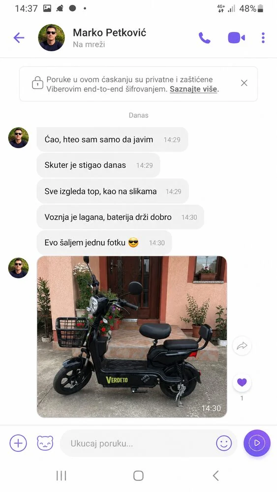 Verdeto recenzija kupca - poruka i fotografija skutera
